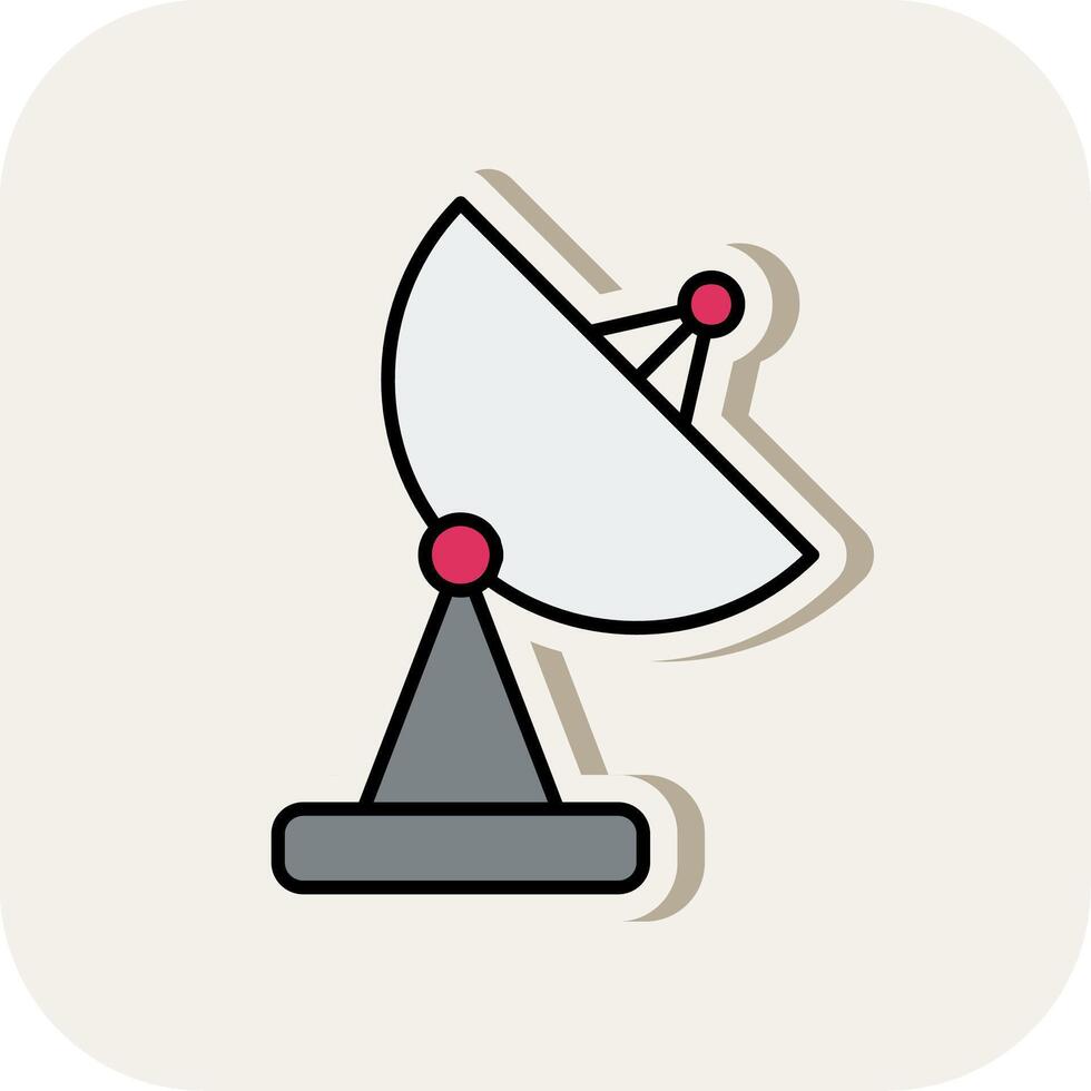 Satellite Dish Line Filled White Shadow Icon vector