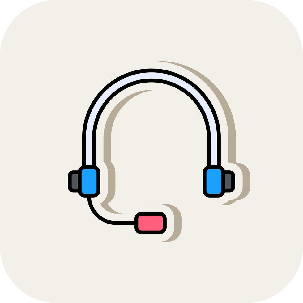 auriculares línea lleno blanco sombra icono vector