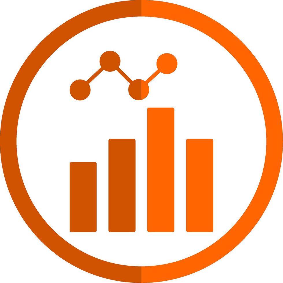 Data Analysis Glyph Orange Circle Icon vector