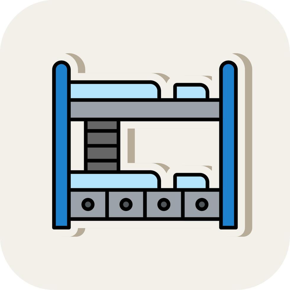 Bunk Bed Line Filled White Shadow Icon vector