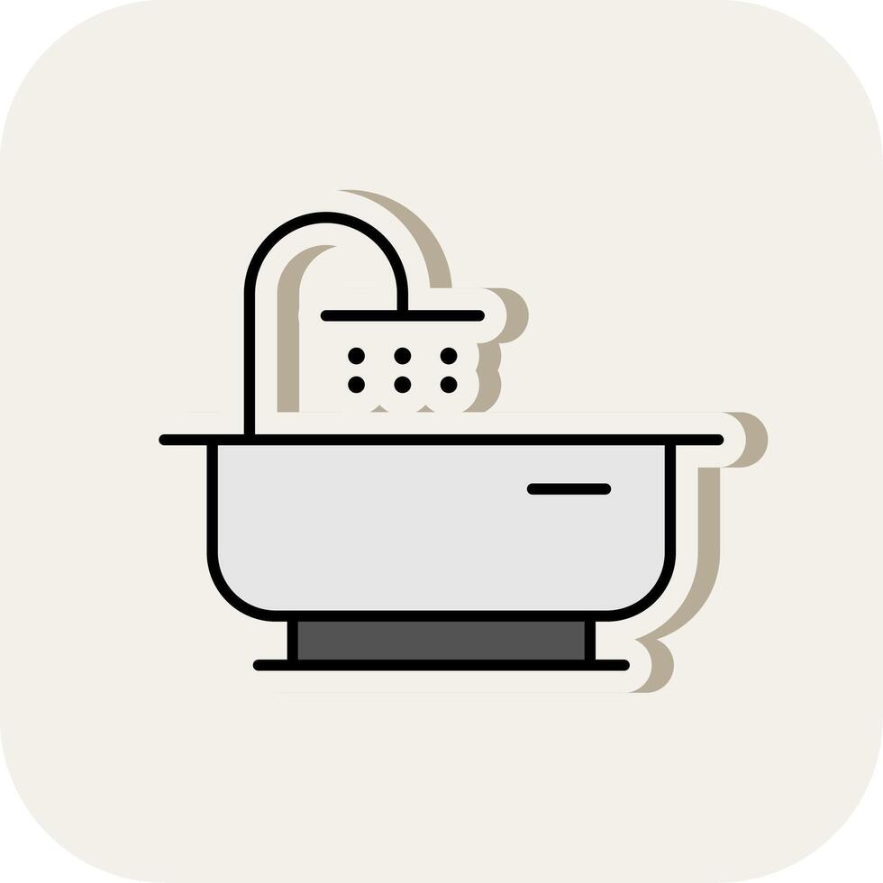 Bathtub Line Filled White Shadow Icon vector