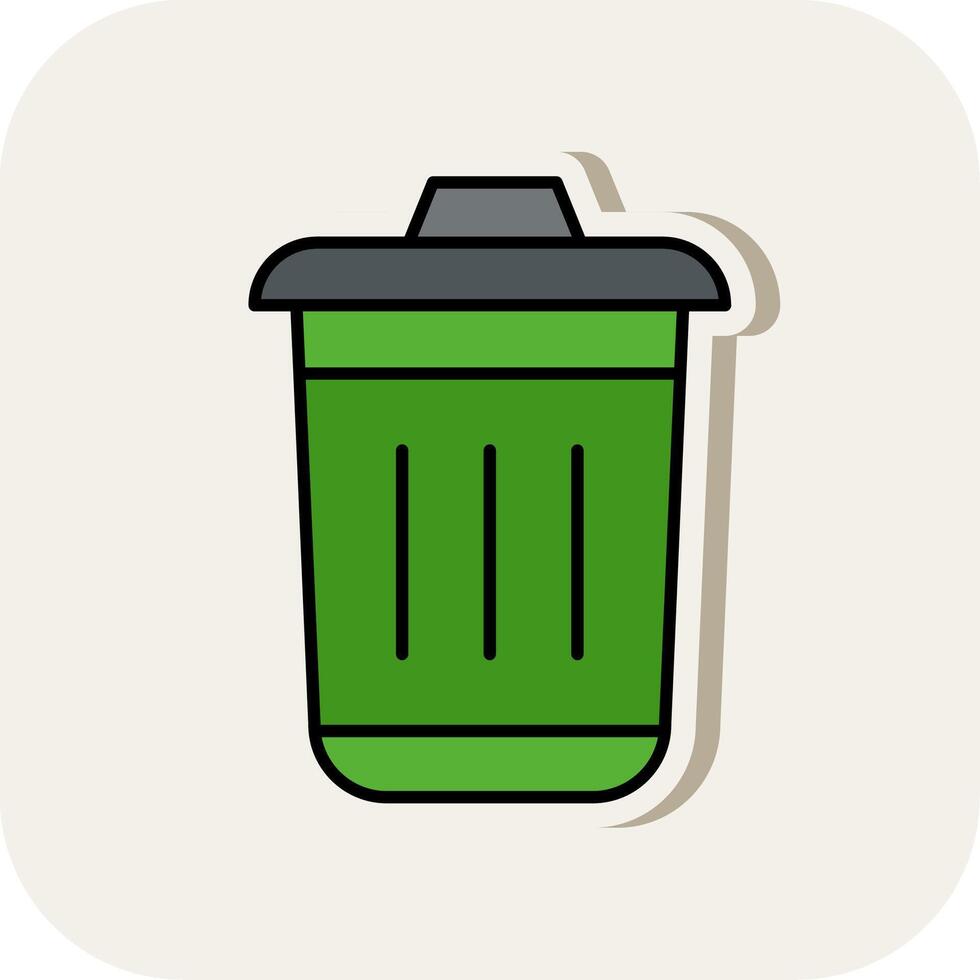 Dustbin Line Filled White Shadow Icon vector