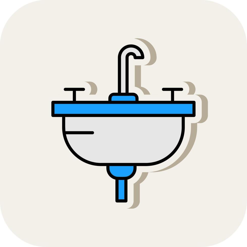 lavabo línea lleno blanco sombra icono vector