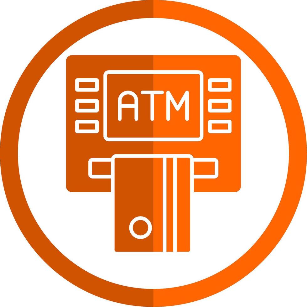 Atm Machine Glyph Orange Circle Icon vector
