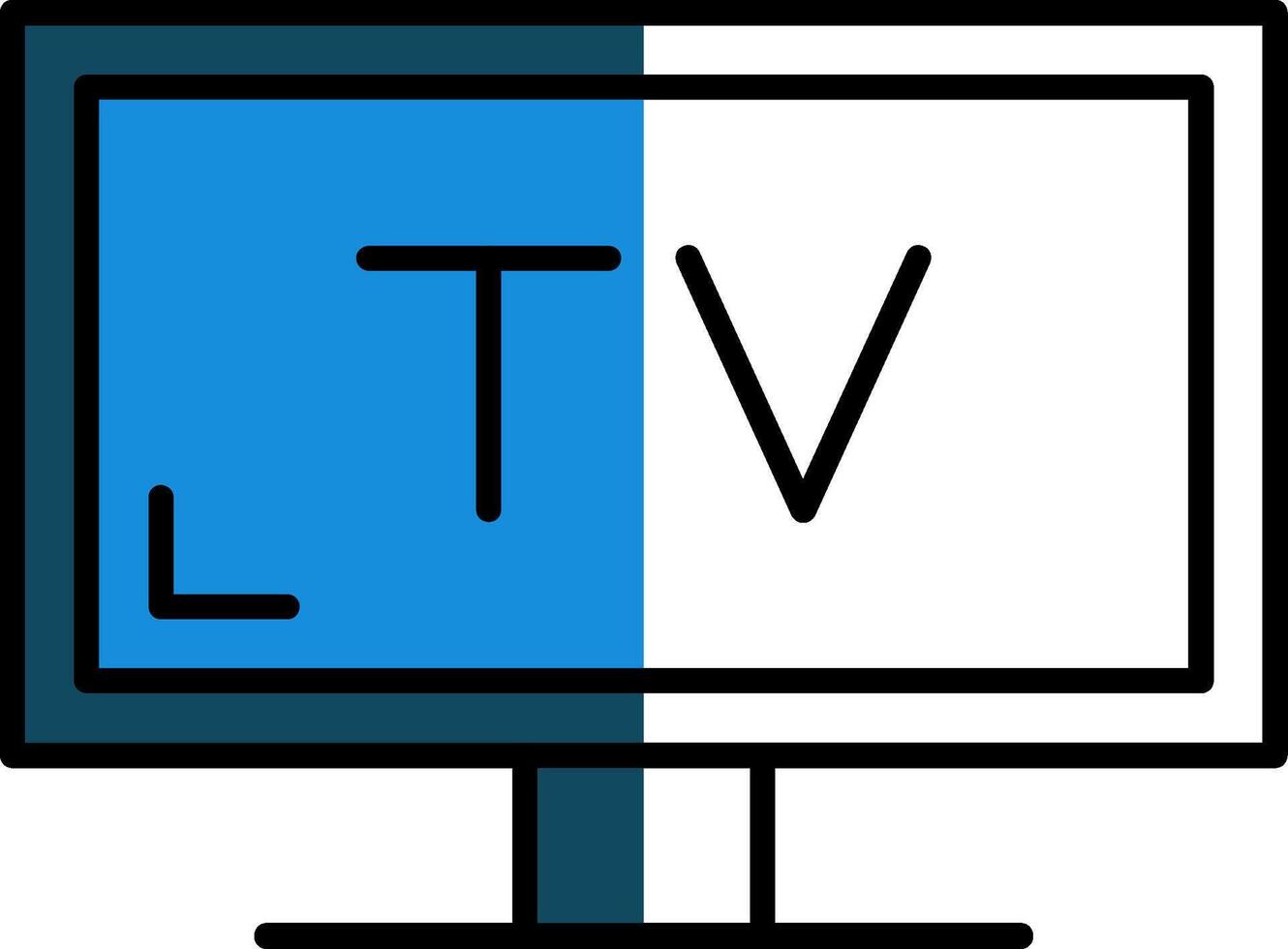 televisión lleno medio cortar icono vector