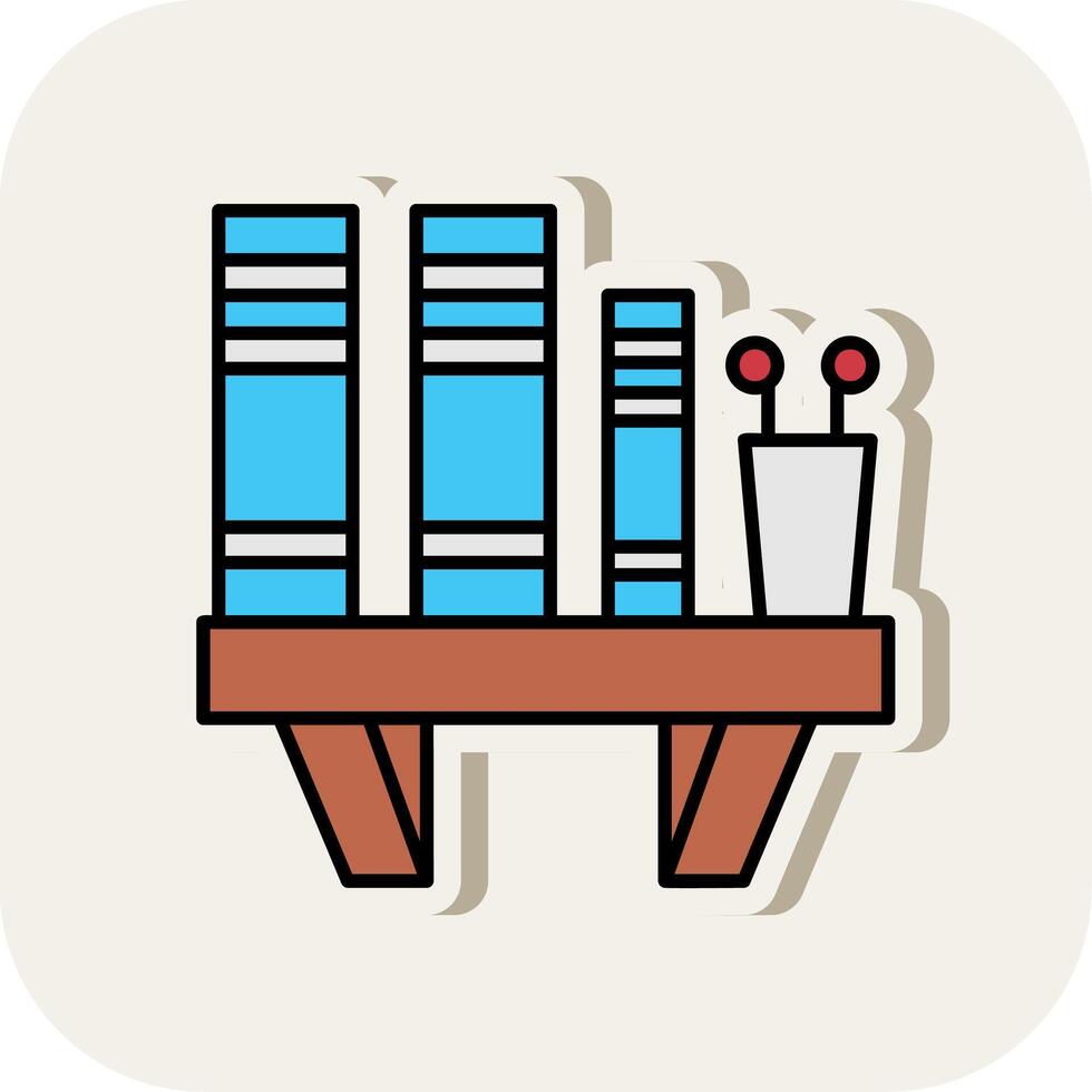 Book Shelf Line Filled White Shadow Icon vector