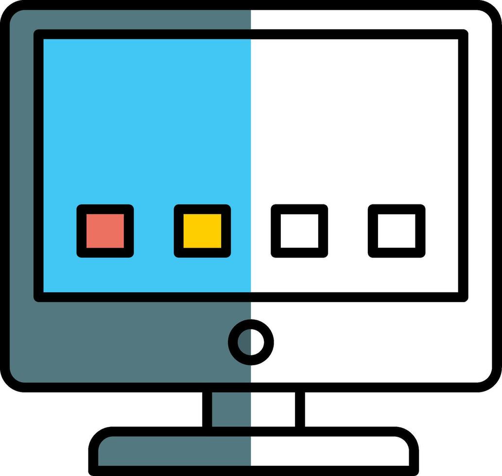 Computer Filled Half Cut Icon vector