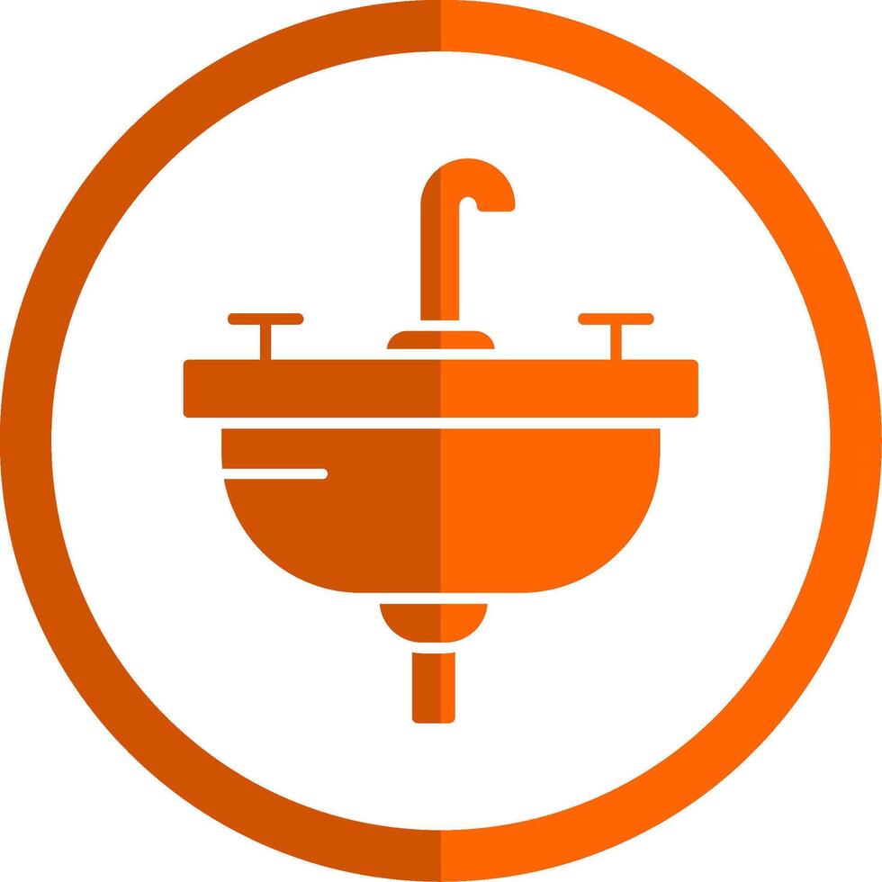 Washbasin Glyph Orange Circle Icon vector