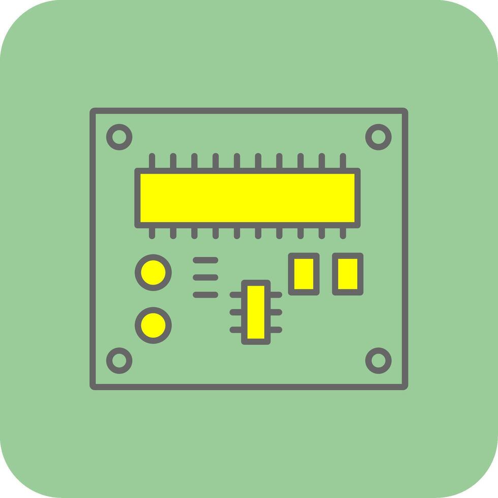 tarjeta de circuito impreso tablero lleno amarillo icono vector