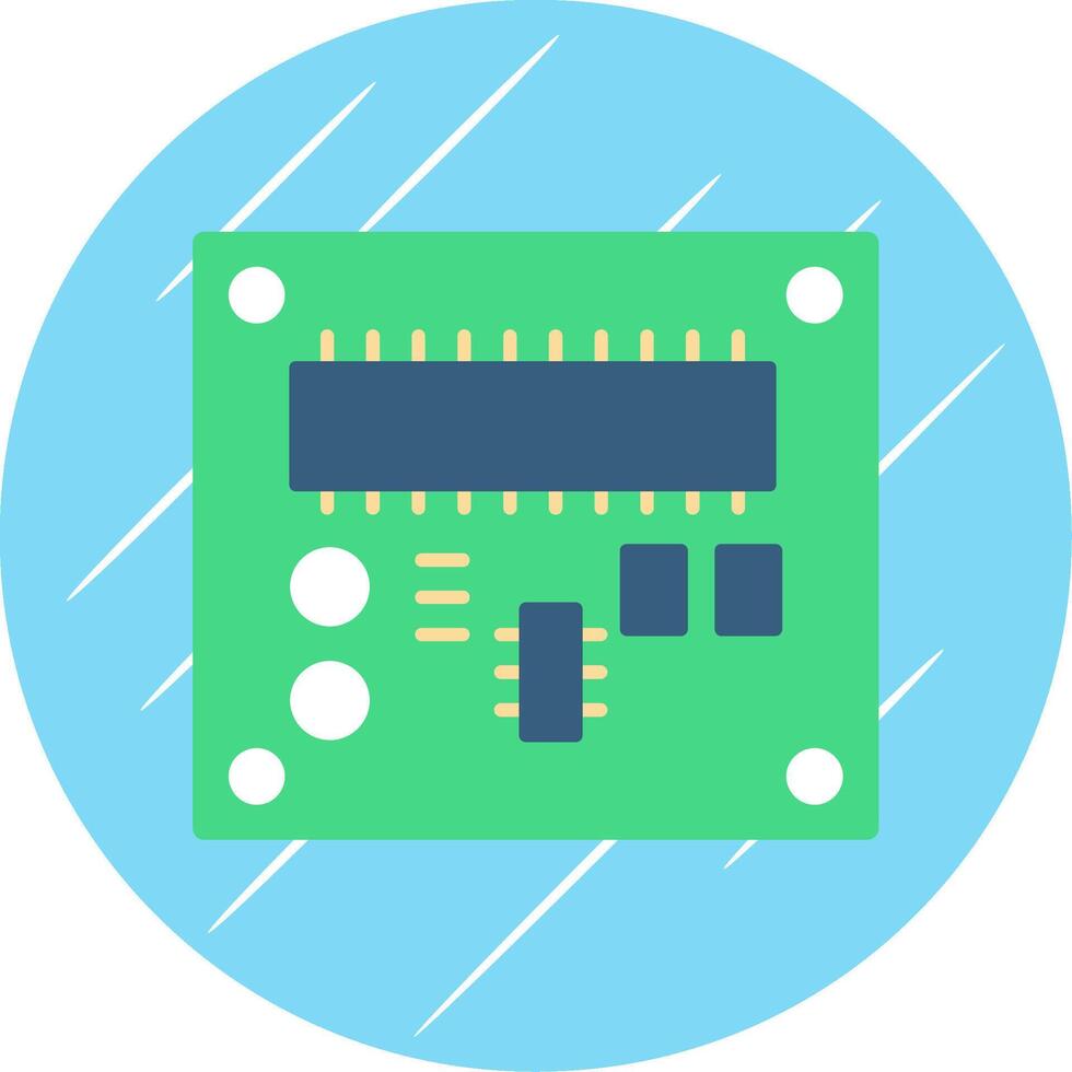 tarjeta de circuito impreso tablero plano azul circulo icono vector