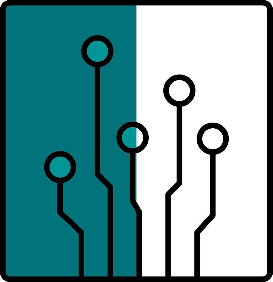 Circuit Filled Half Cut Icon vector