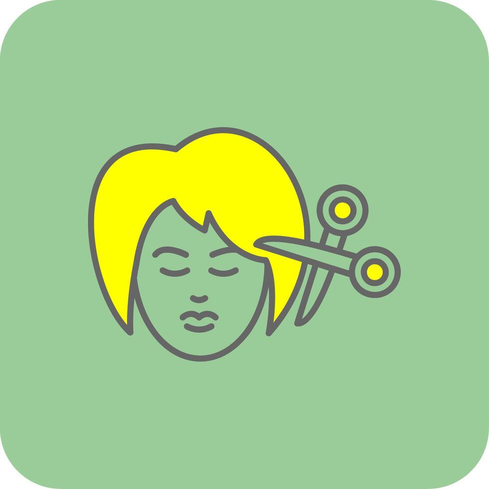 mujer pelo lleno amarillo icono vector