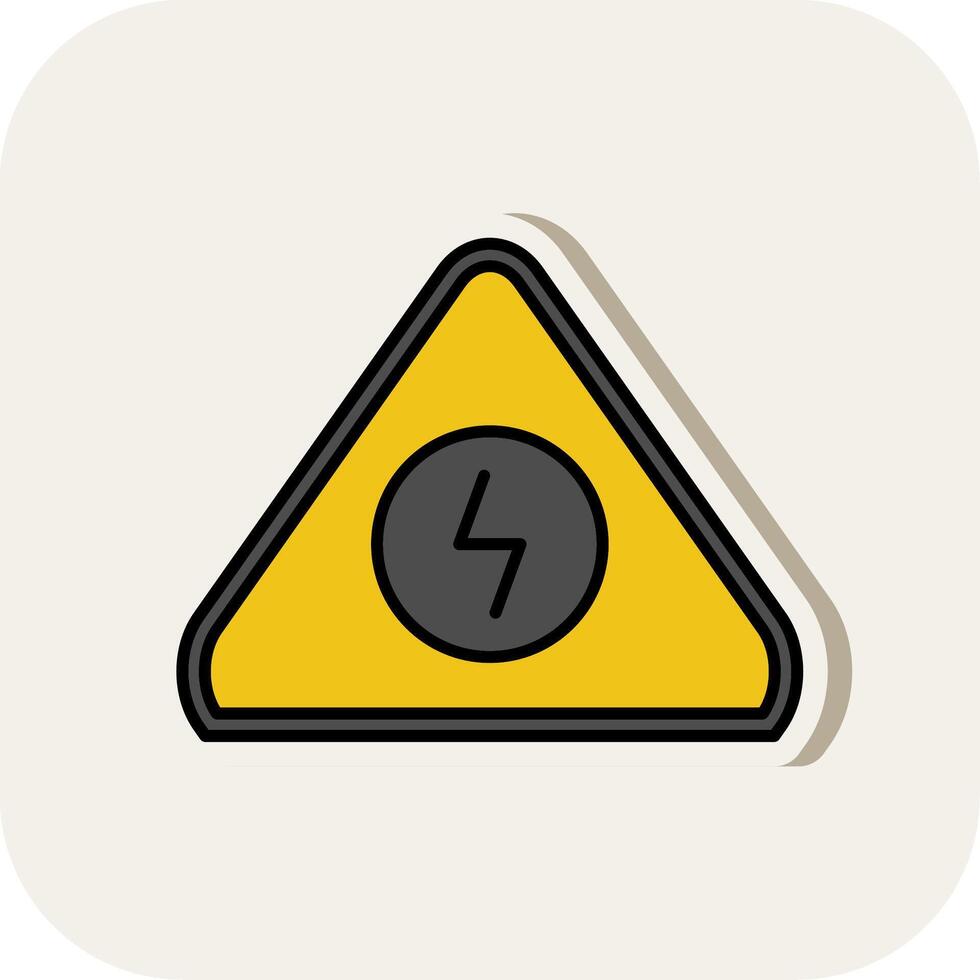Electrical Danger Sign Line Filled White Shadow Icon vector