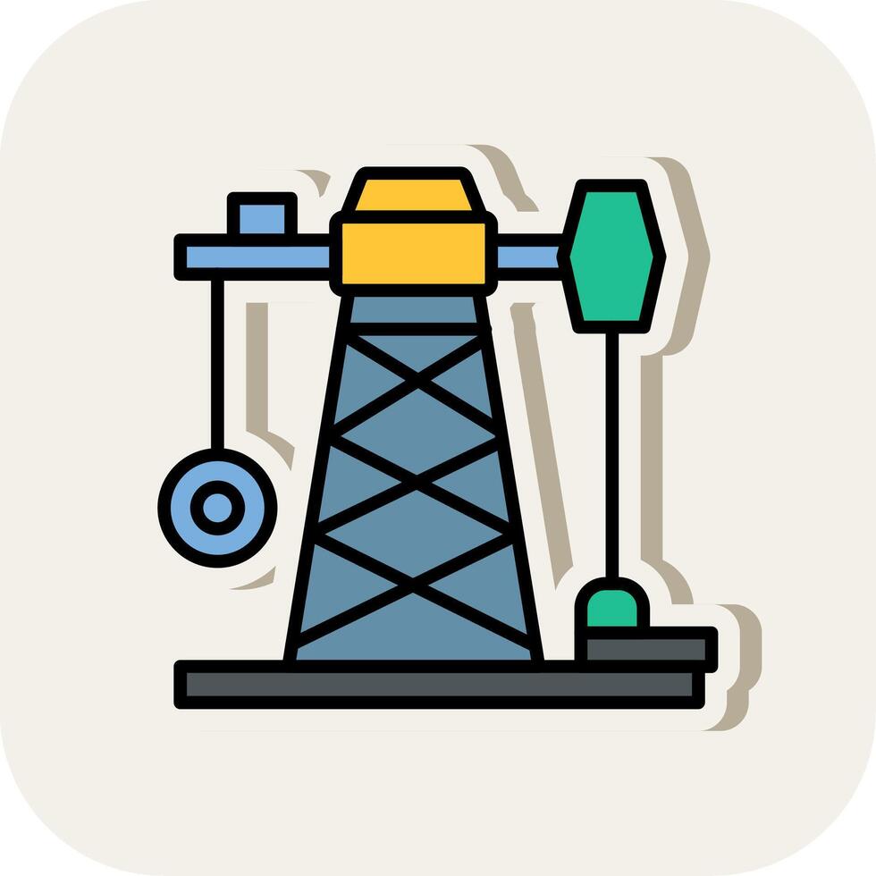 Oil Mining Line Filled White Shadow Icon vector