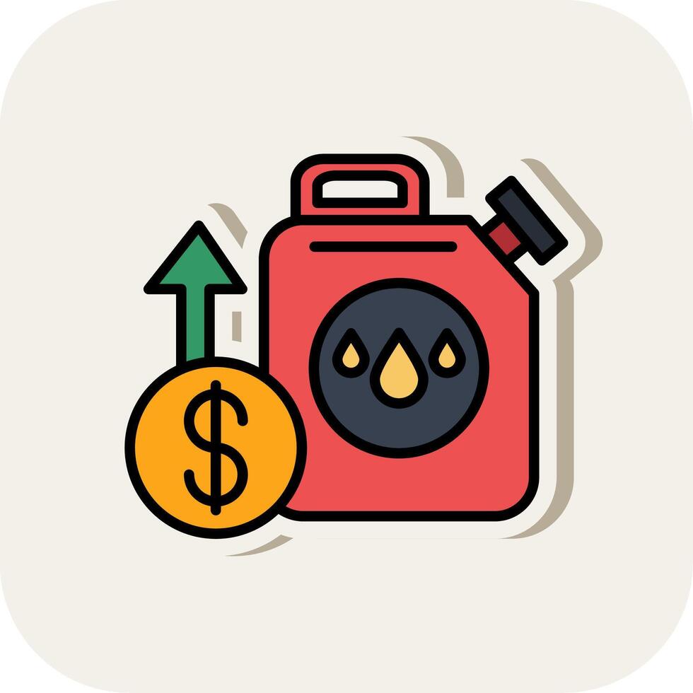 Oil Price Line Filled White Shadow Icon vector
