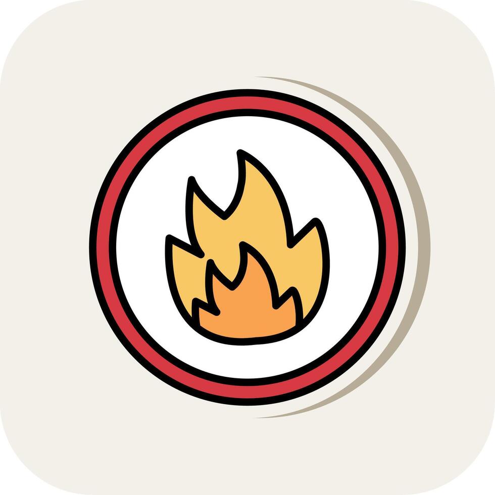 Fire Line Filled White Shadow Icon vector