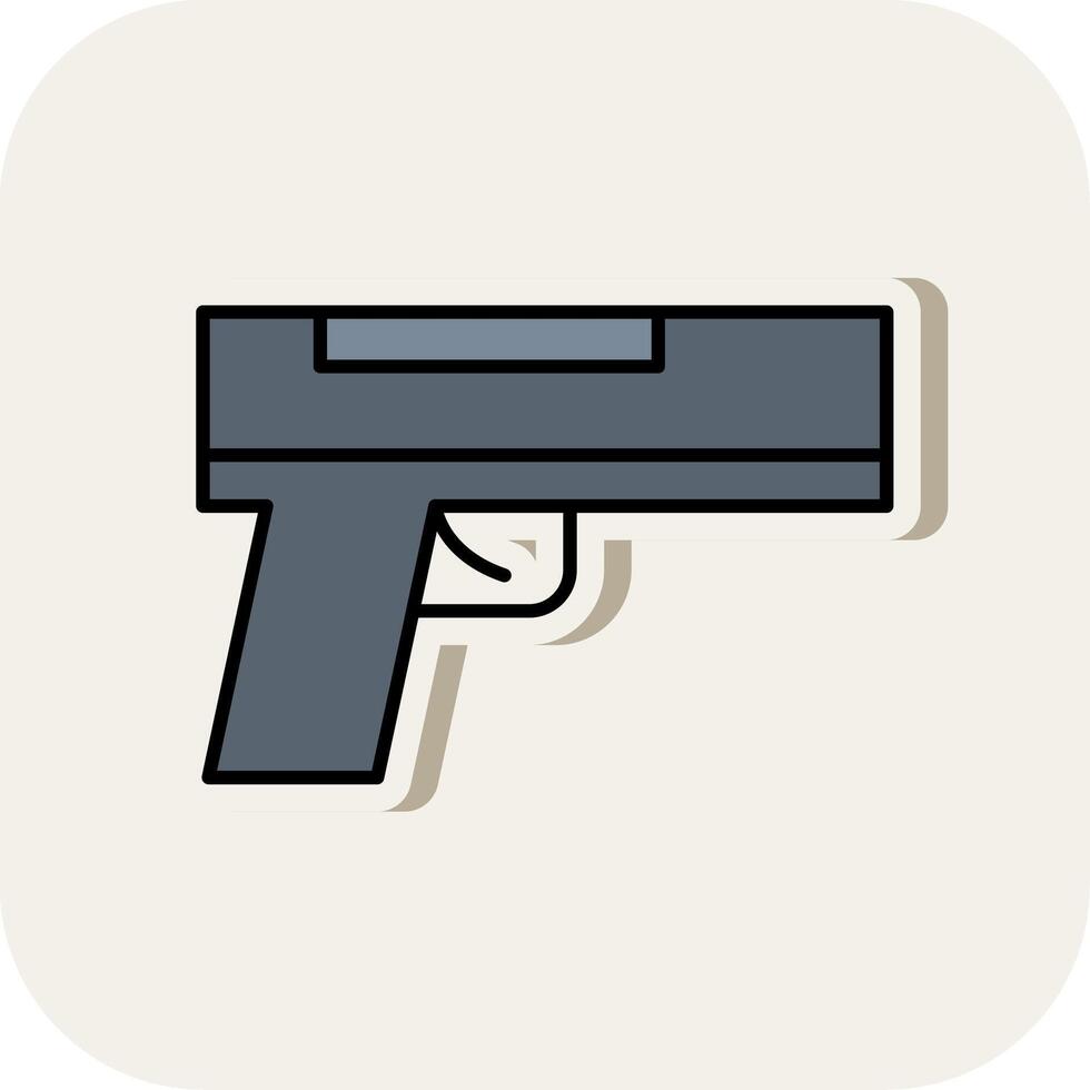 Gun Line Filled White Shadow Icon vector