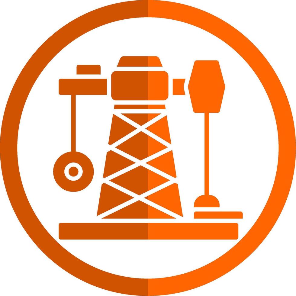 petróleo minería glifo naranja circulo icono vector