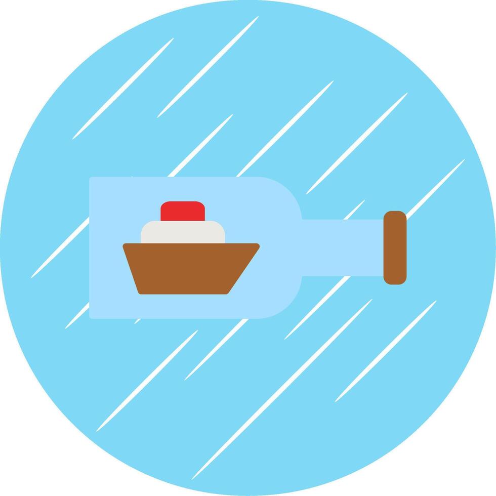 Embarcacion en un botella plano azul circulo icono vector
