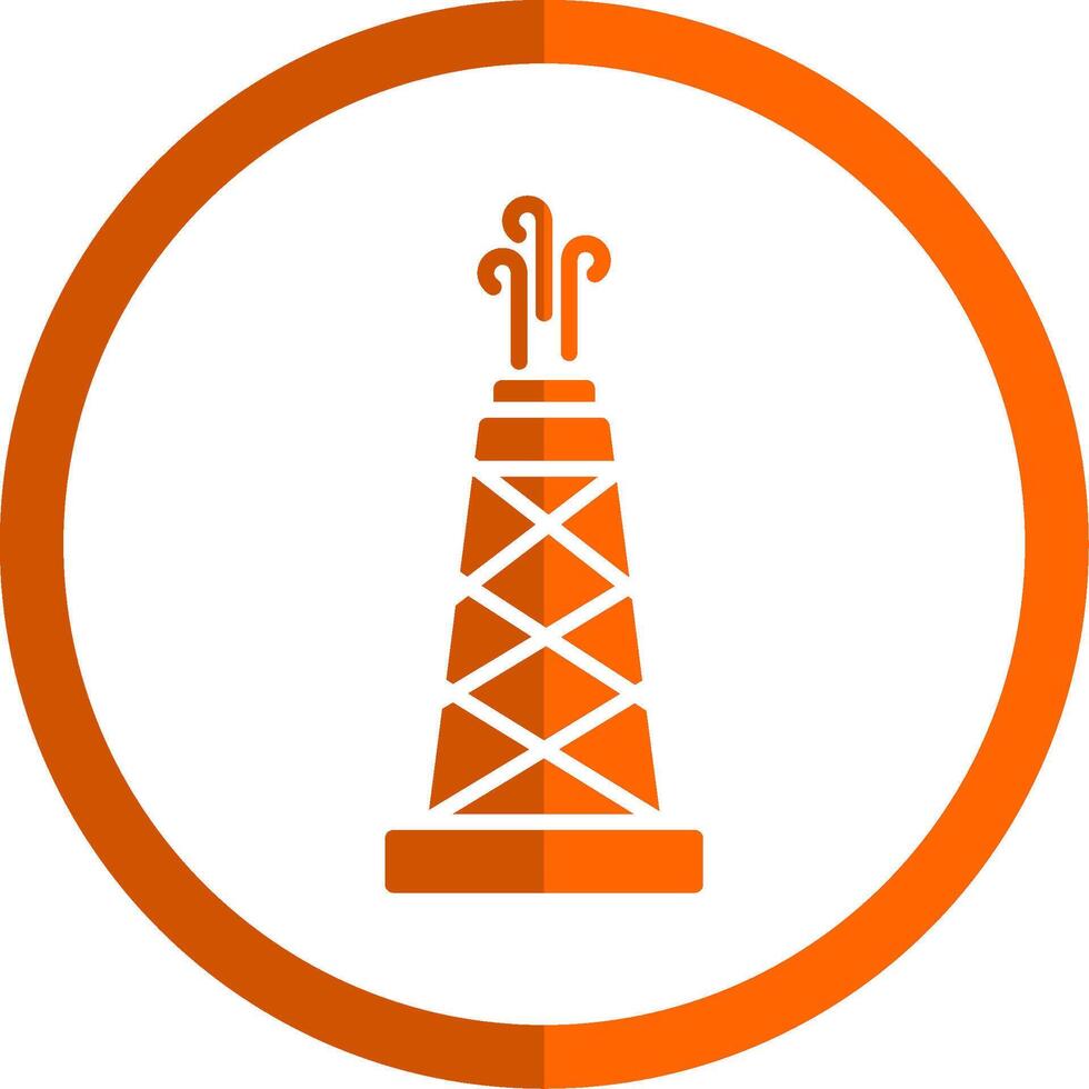 petróleo campo glifo naranja circulo icono vector