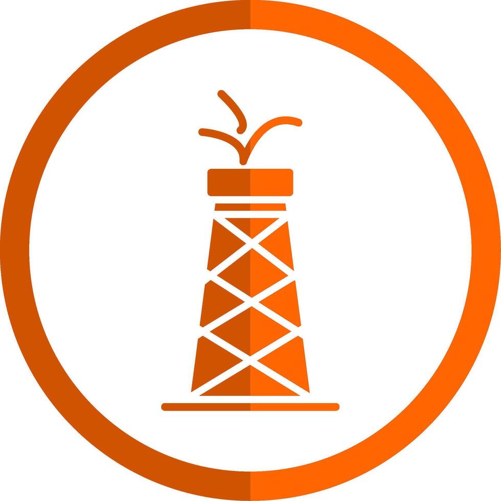 petróleo torre glifo naranja circulo icono vector