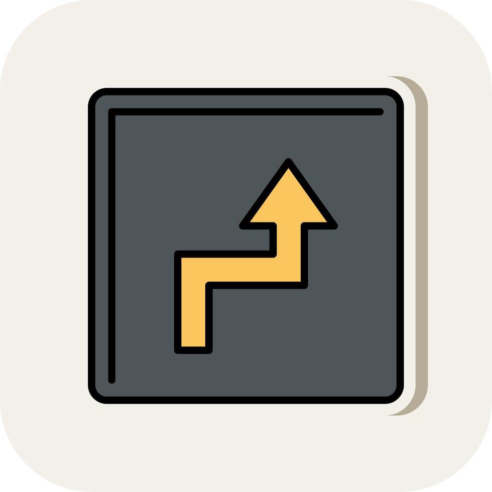 Zigzag Arrow Line Filled White Shadow Icon vector