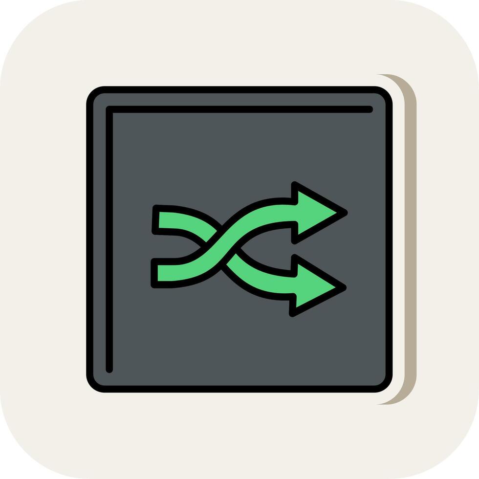 Shuffle Line Filled White Shadow Icon vector