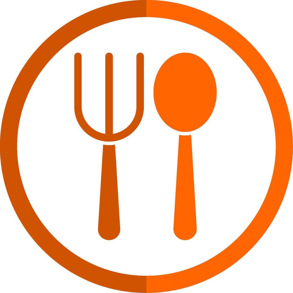 Fork Spoon Glyph Orange Circle Icon vector