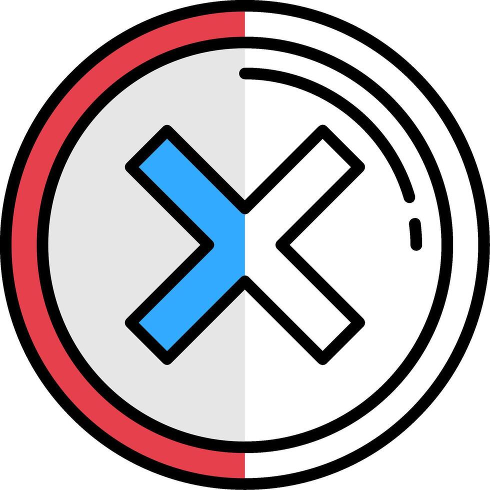 Cancel Filled Half Cut Icon vector