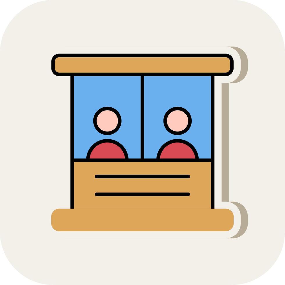 Ticket Box Line Filled White Shadow Icon vector