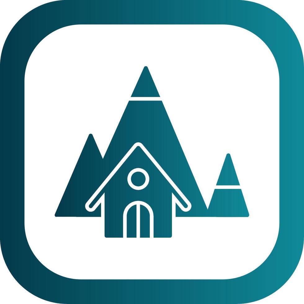 Mountain House Glyph Gradient Round Corner Icon vector