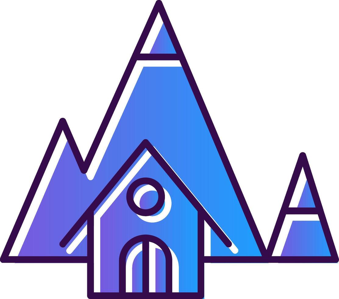 Mountain House Gradient Filled Icon vector