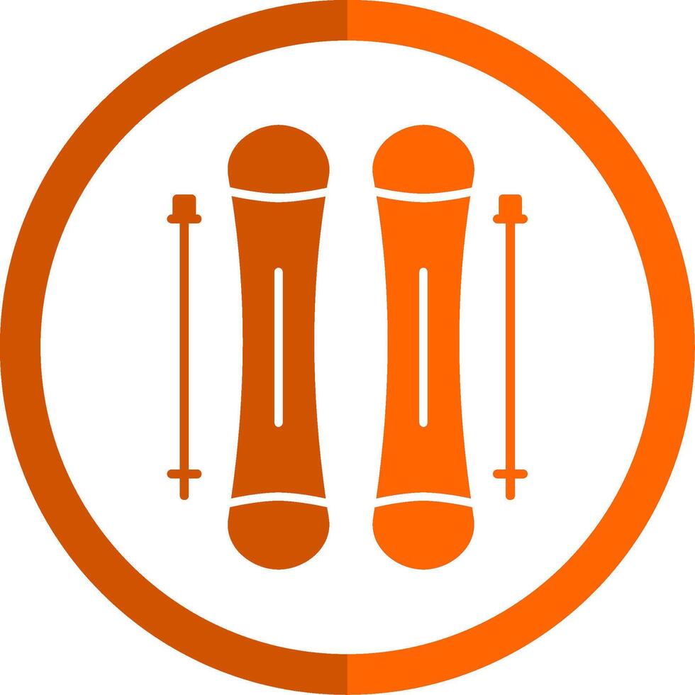 esquiar glifo naranja circulo icono vector