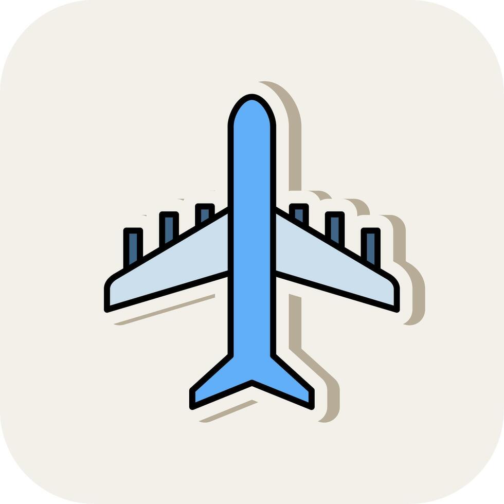 Plane Line Filled White Shadow Icon vector