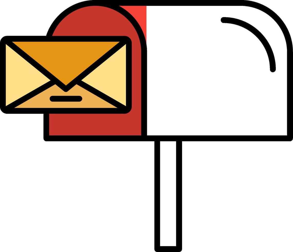 correo caja lleno medio cortar icono vector