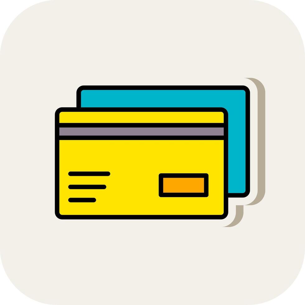 Credit Card Line Filled White Shadow Icon vector