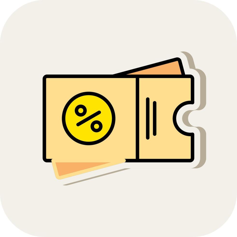 Voucher Line Filled White Shadow Icon vector