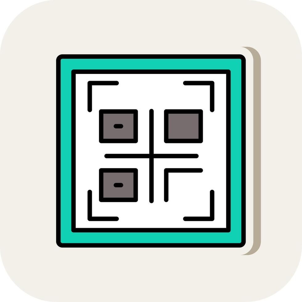 Qr Code Line Filled White Shadow Icon vector