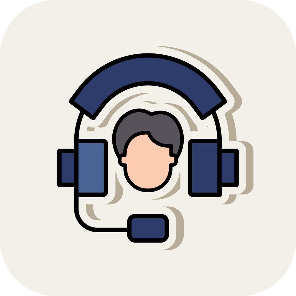 Call Center Line Filled White Shadow Icon vector