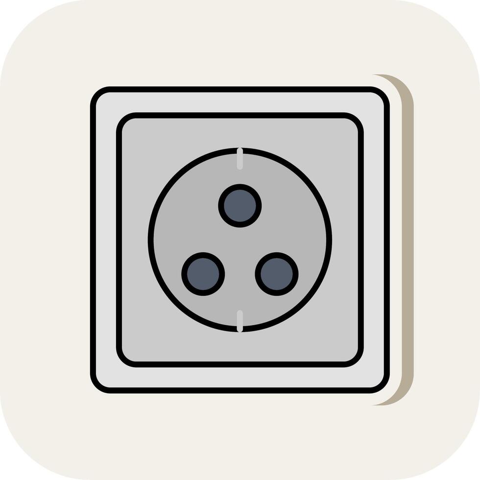 Wall Socket Line Filled White Shadow Icon vector