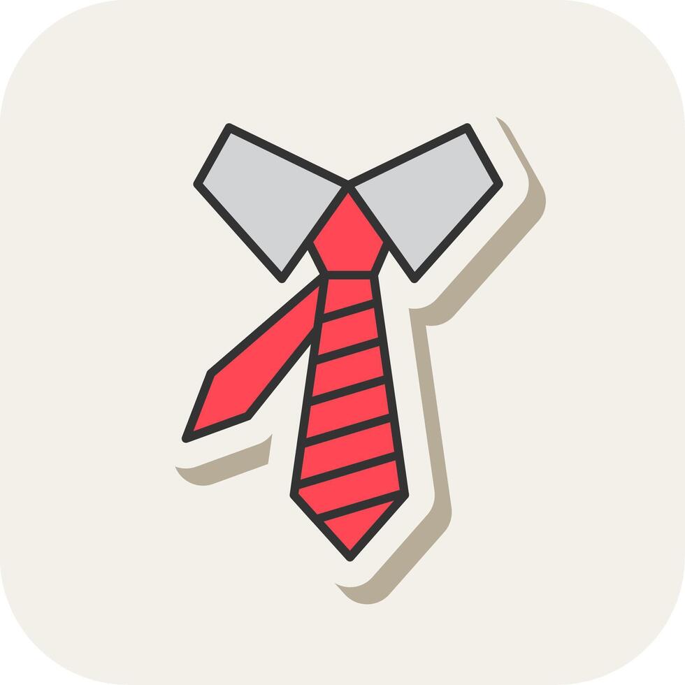 Tie Line Filled White Shadow Icon vector