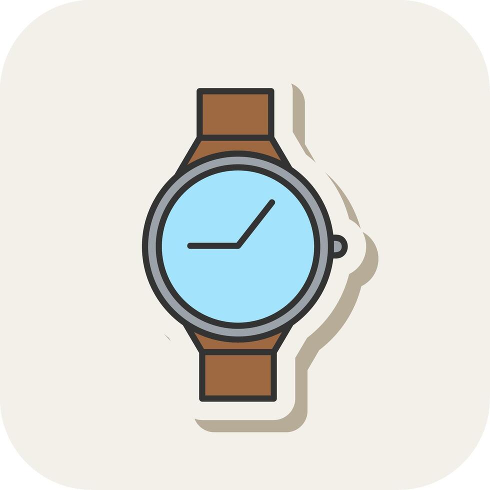 Casual Watch Line Filled White Shadow Icon vector