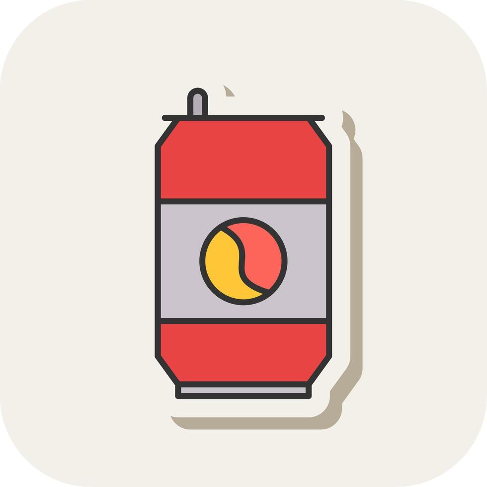 Soda Can Line Filled White Shadow Icon vector