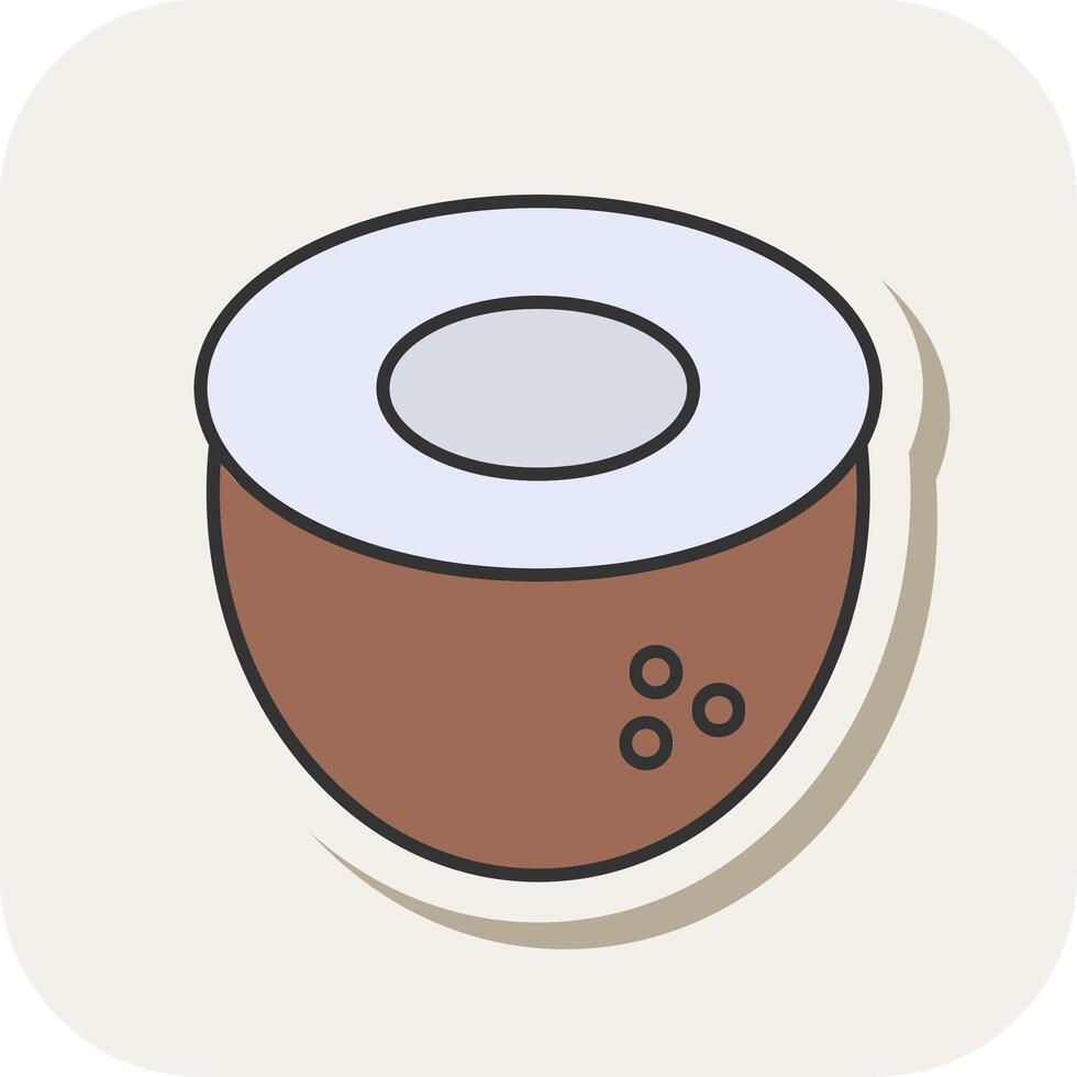 Coconut Line Filled White Shadow Icon vector