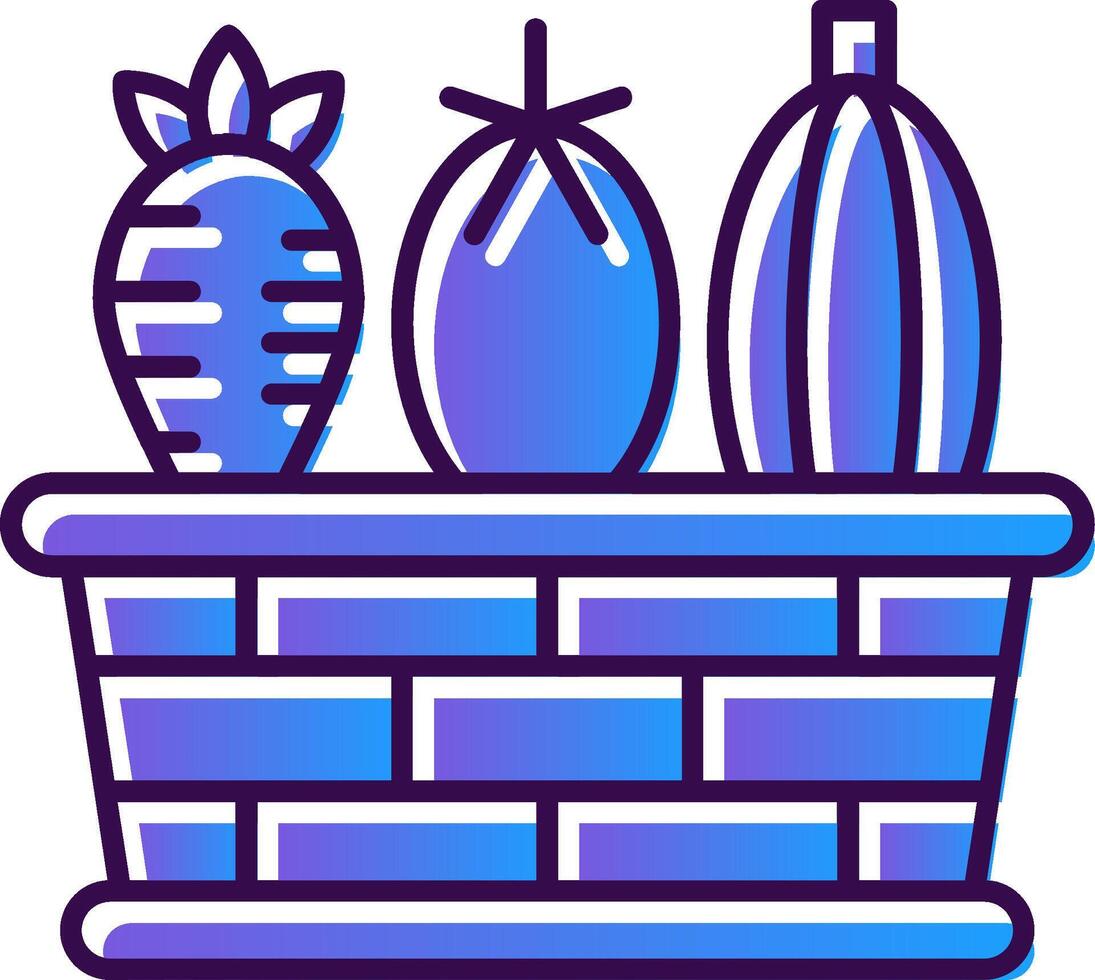 Vegetable Basket Gradient Filled Icon vector