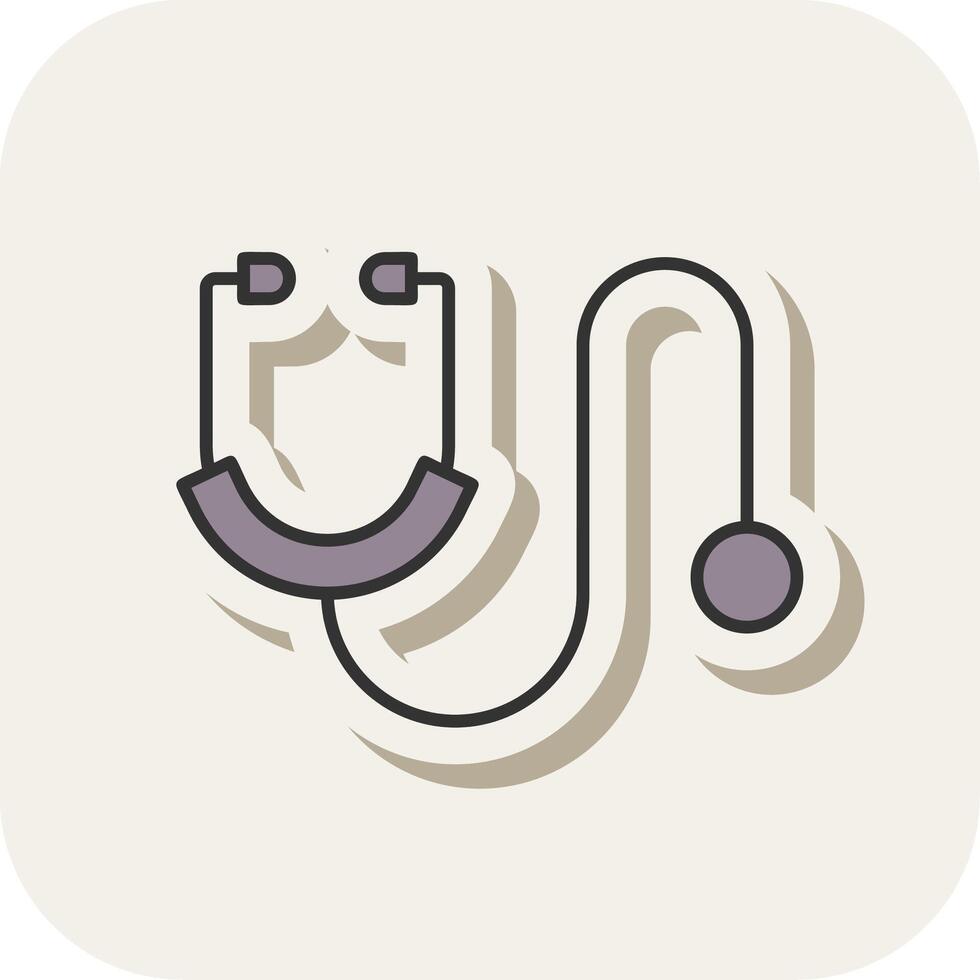 Stethoscope Line Filled White Shadow Icon vector