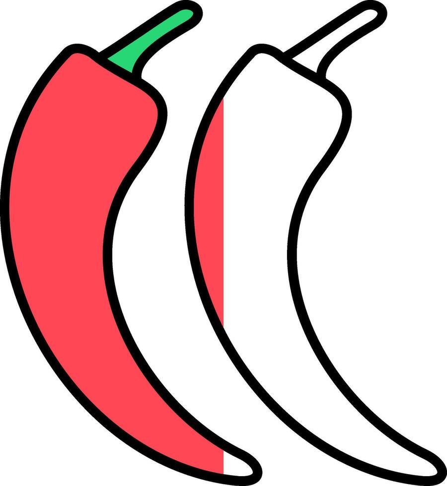 Chilli Filled Half Cut Icon vector