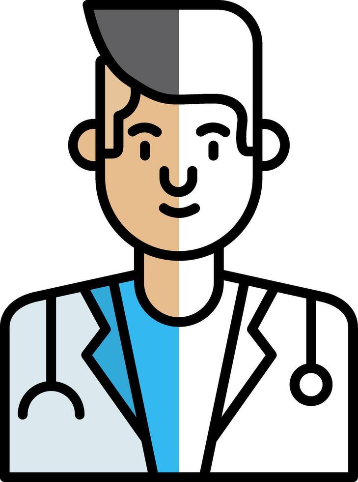 masculino médico lleno medio cortar icono vector