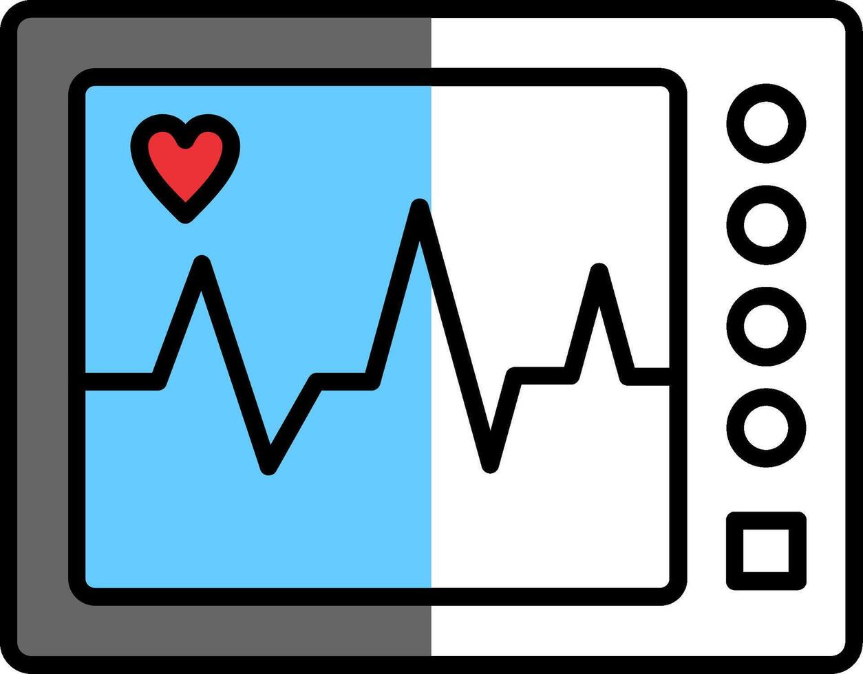 ecg máquina lleno medio cortar icono vector