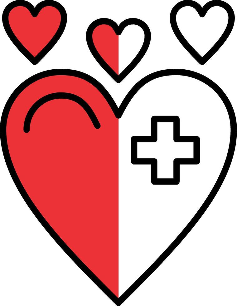Heart Filled Half Cut Icon vector